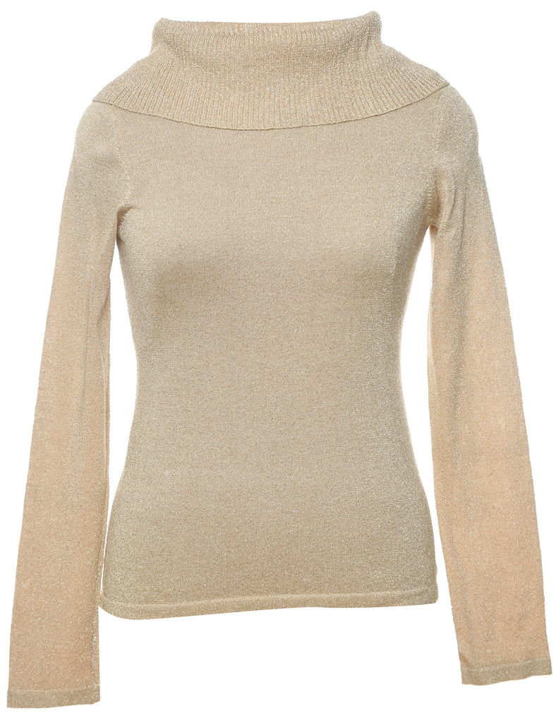 Lurex Thread Pattern Turtleneck Jumper - S