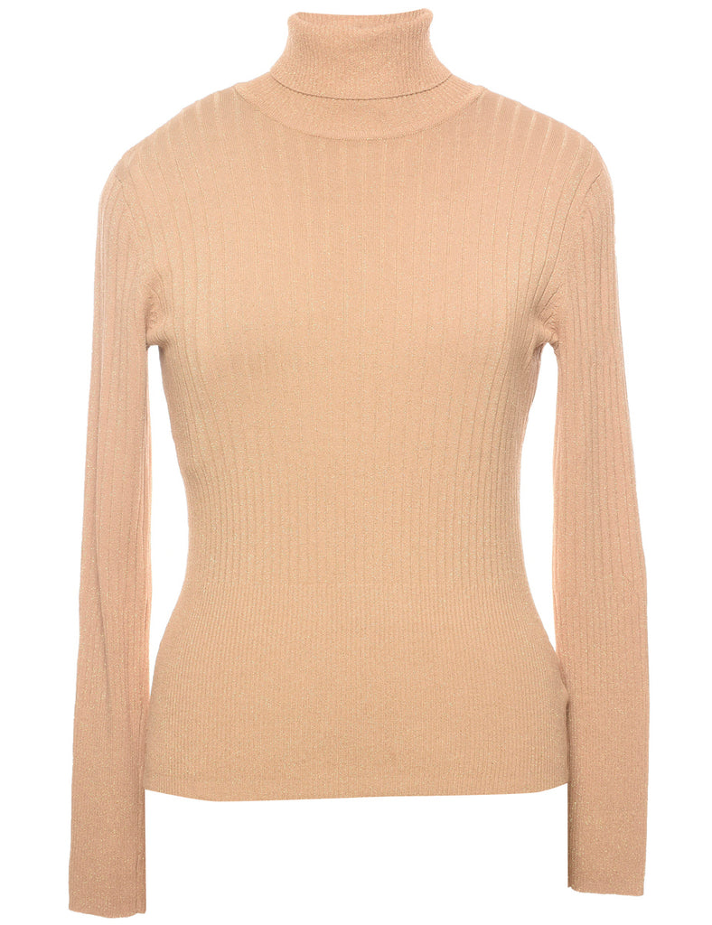 Lurex Thread Pattern Turtleneck Jumper - M