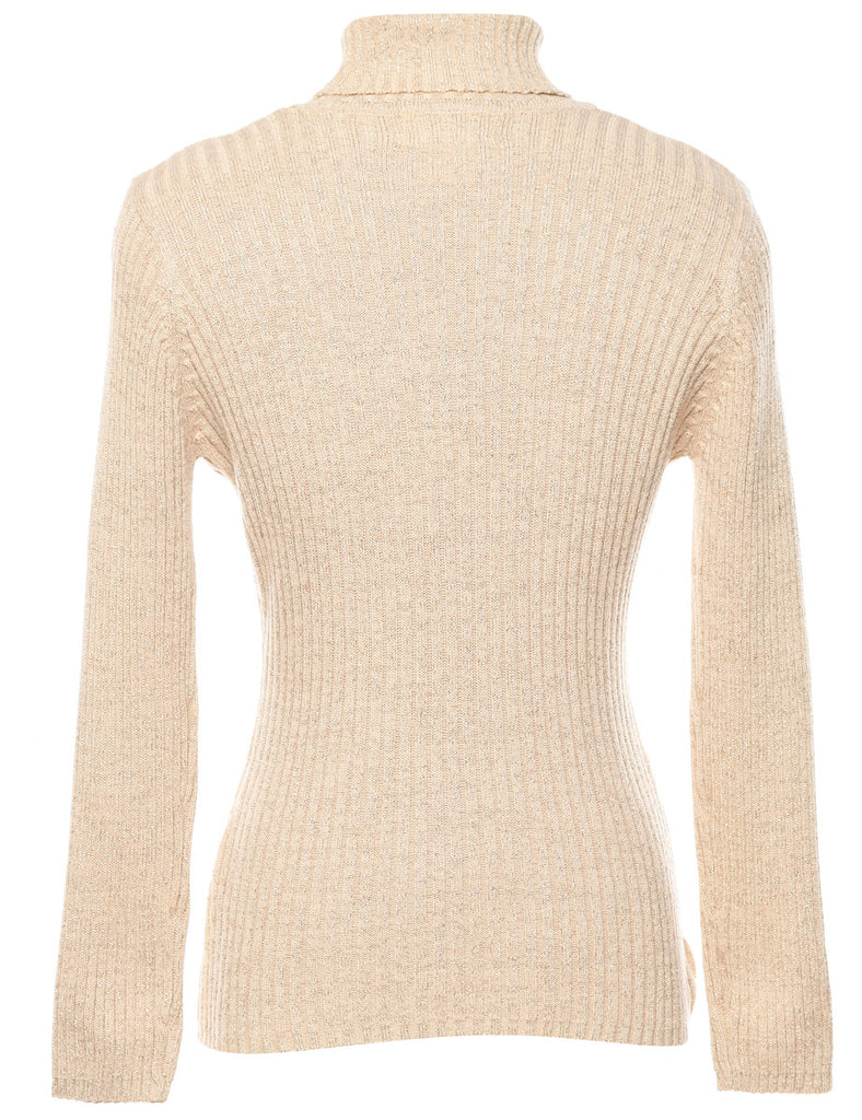 Lurex Thread Pattern Turtleneck Jumper - S