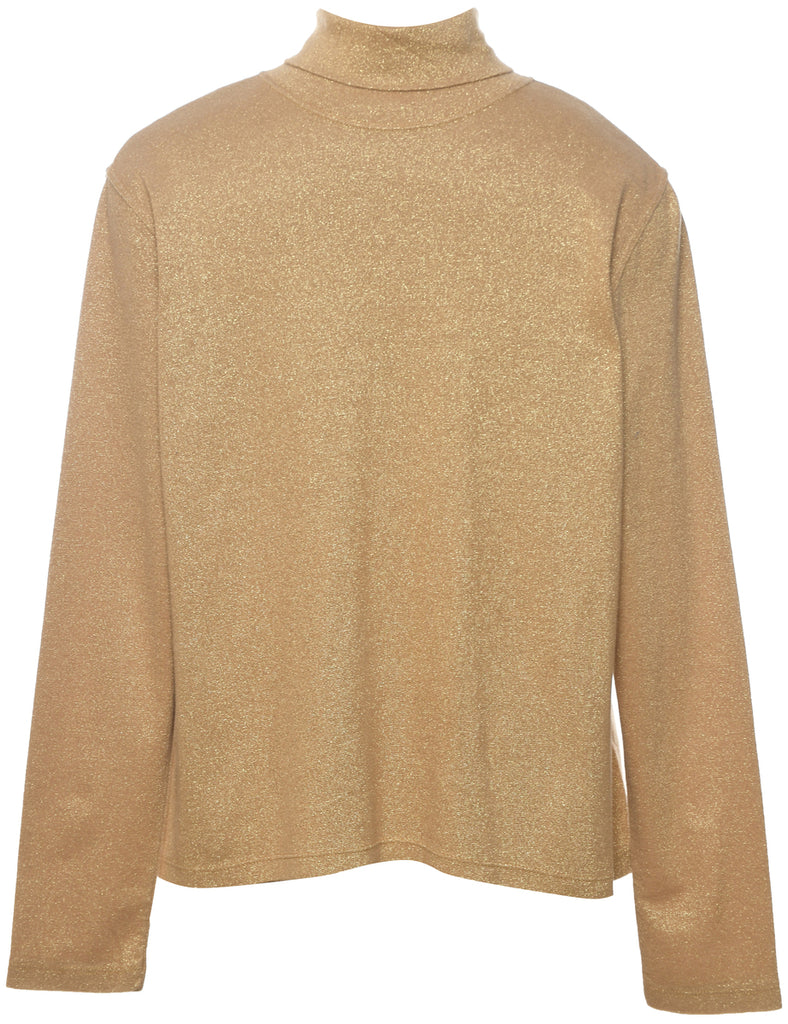 Lurex Thread Pattern Turtleneck Jumper - XL