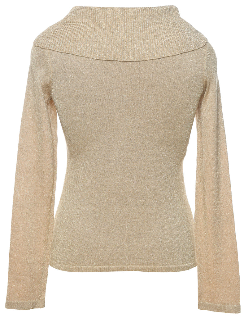 Lurex Thread Pattern Turtleneck Jumper - S