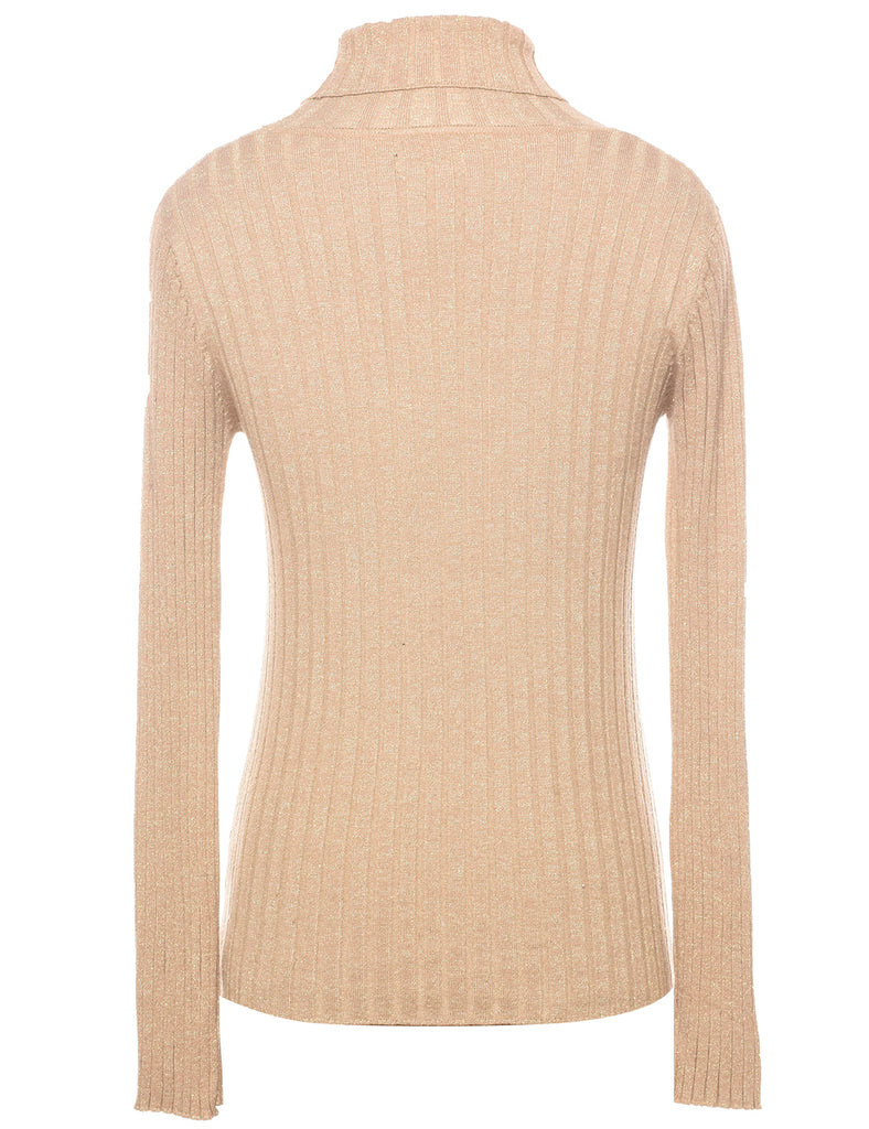 Lurex Thread Pattern Turtleneck Jumper - M