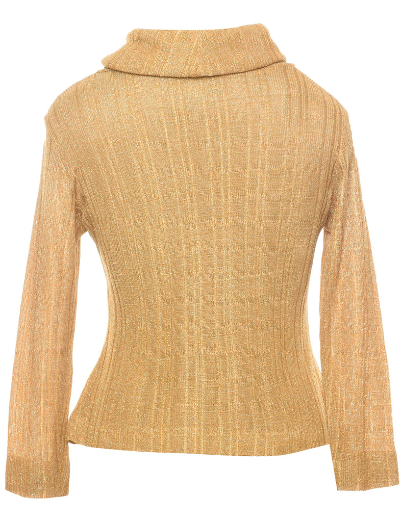 Lurex Thread Pattern Turtleneck Jumper - L