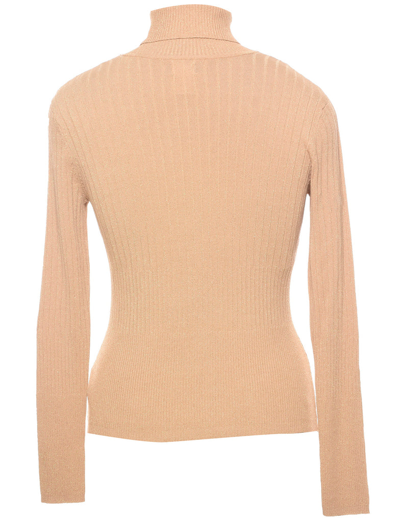 Lurex Thread Pattern Turtleneck Jumper - M