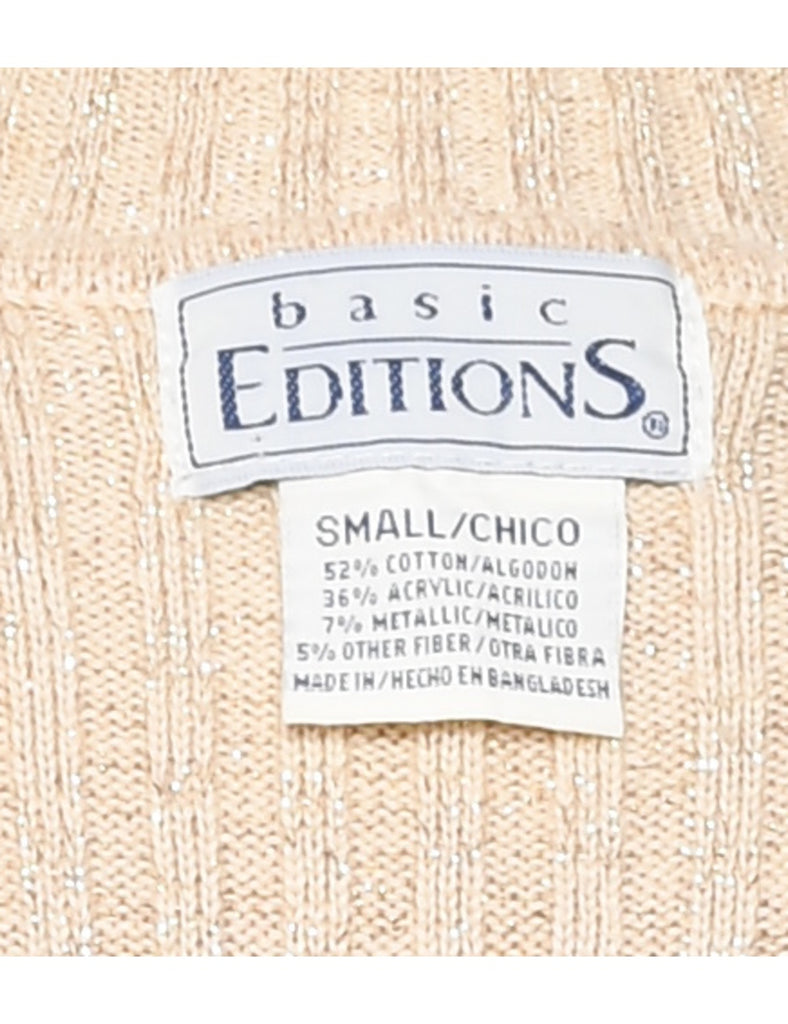 Lurex Thread Pattern Turtleneck Jumper - S