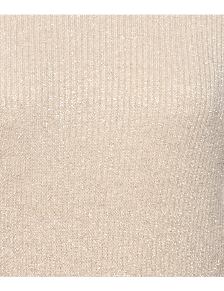 Lurex Thread Pattern Turtleneck Jumper - M