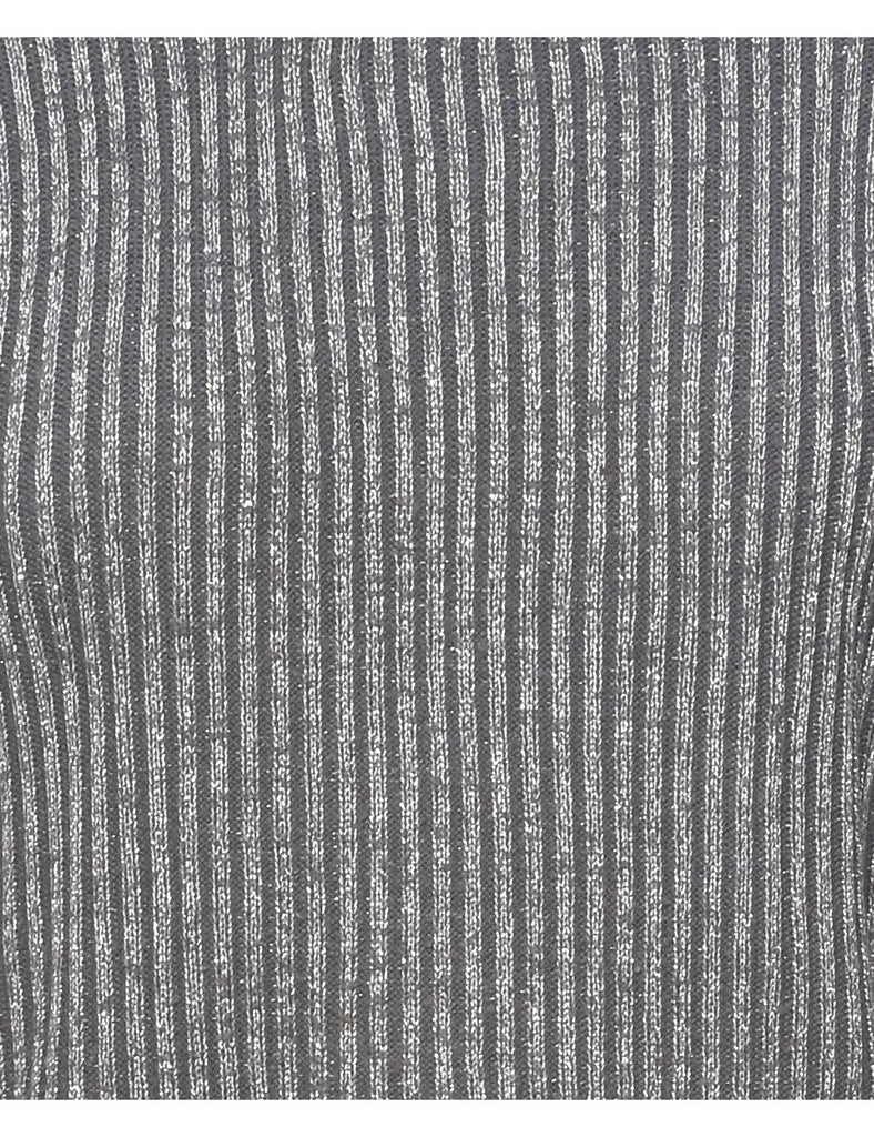 Lurex Thread Pattern Turtleneck Jumper - L