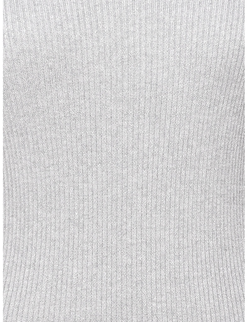 Lurex Thread Pattern Turtleneck Jumper - L