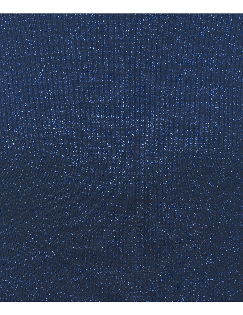 Lurex Thread Pattern Turtleneck Jumper - M