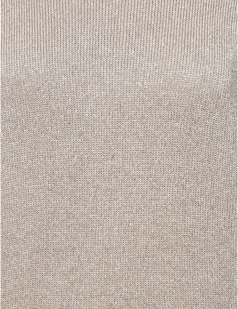 Lurex Thread Pattern Turtleneck Jumper - L