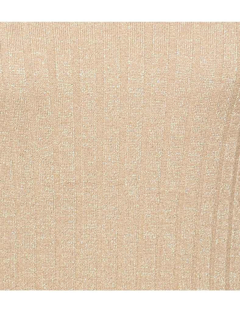 Lurex Thread Pattern Turtleneck Jumper - M