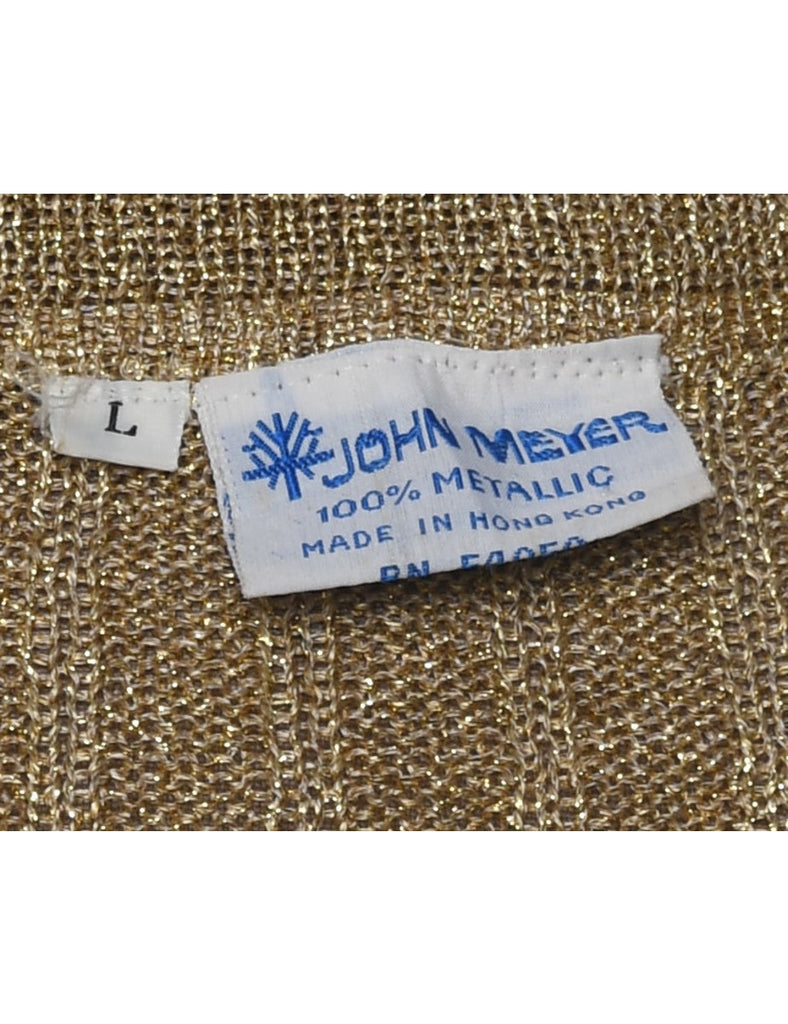 Lurex Thread Pattern Turtleneck Jumper - L