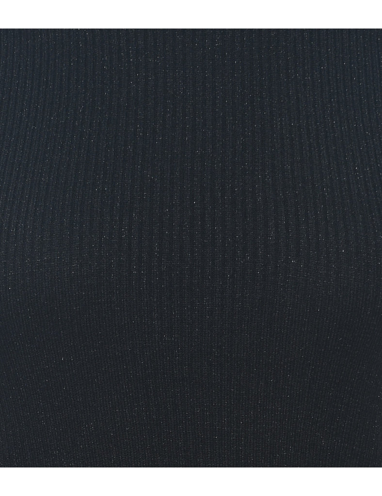 Lurex Thread Pattern Turtleneck Vest  - S
