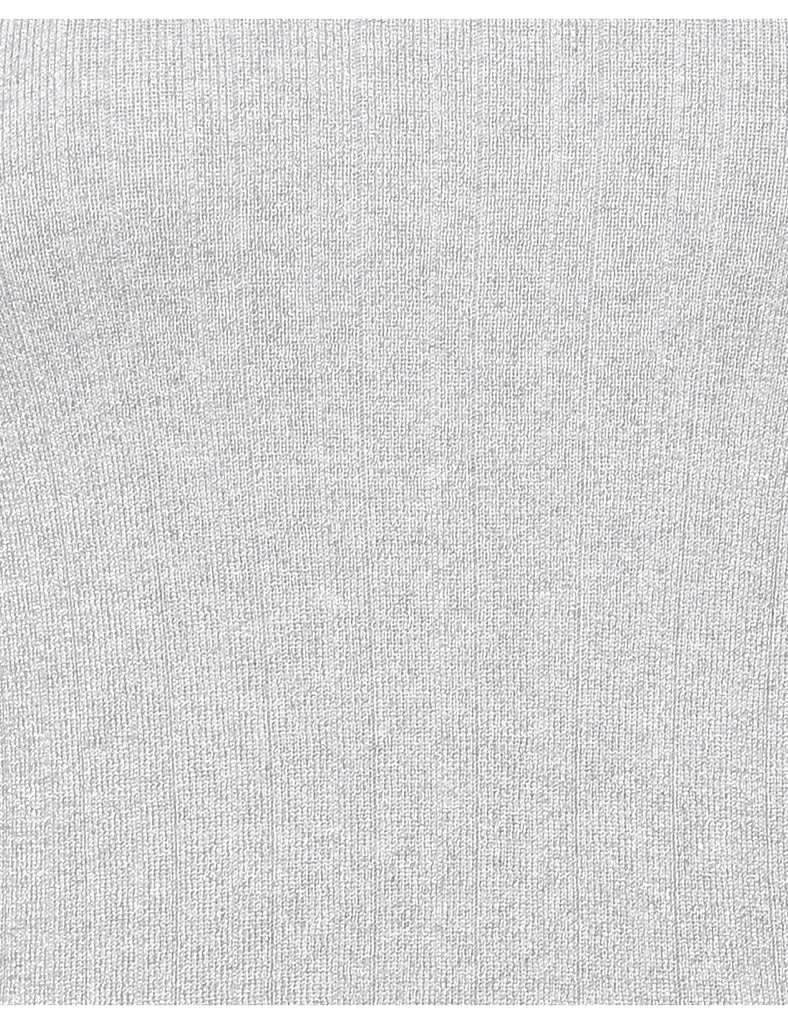 Lurex Thread Pattern Turtleneck Vest - S