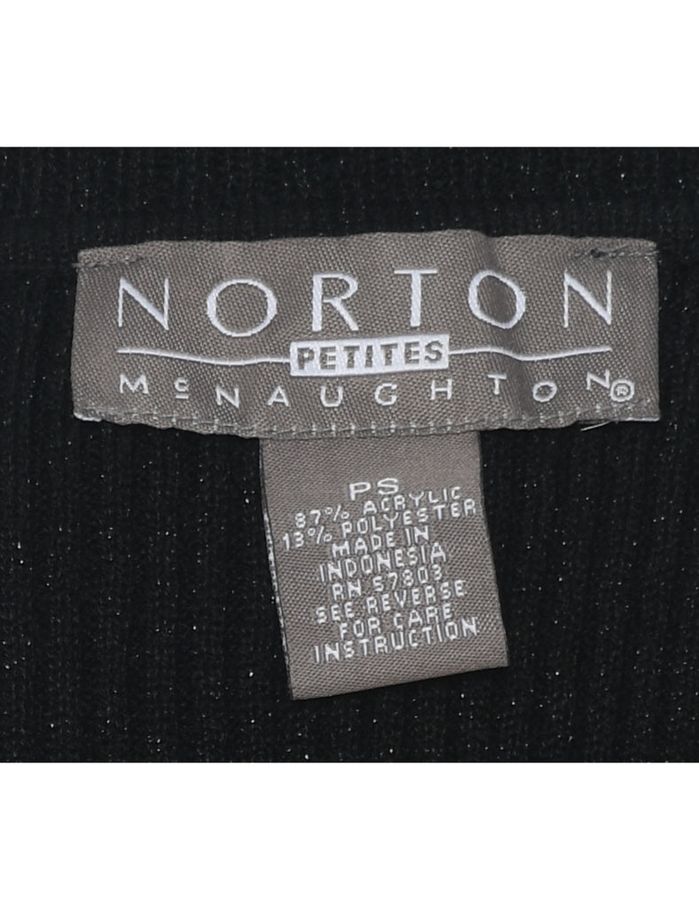 Lurex Thread Pattern Turtleneck Vest  - S