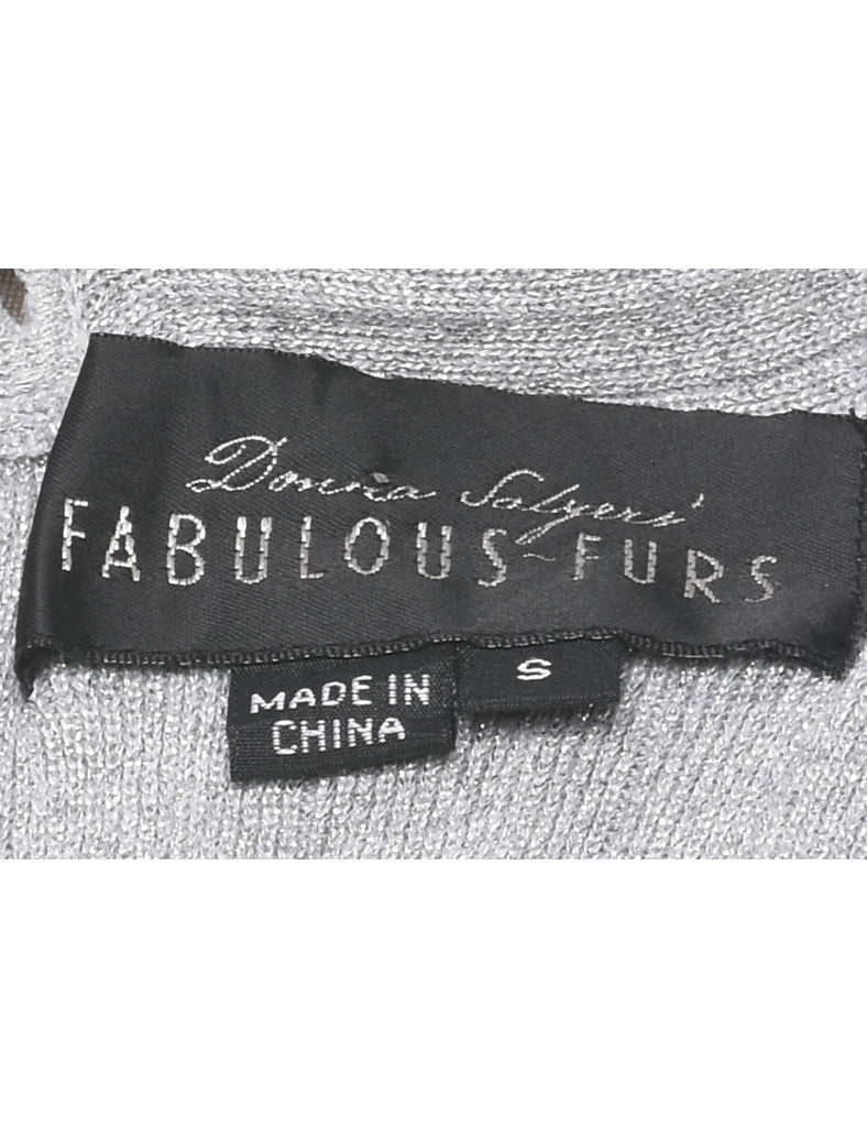 Lurex Thread Pattern Turtleneck Vest - S