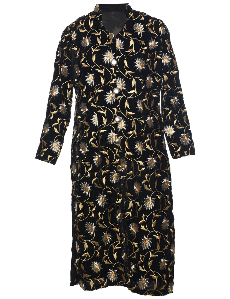 Lurex Thread Pattern Velvet Evening Dress - L