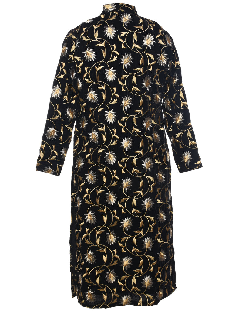 Lurex Thread Pattern Velvet Evening Dress - L