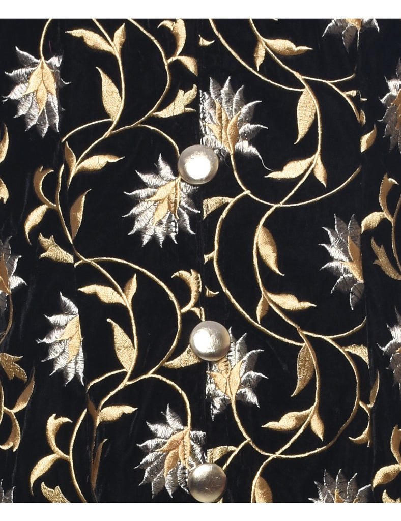 Lurex Thread Pattern Velvet Evening Dress - L