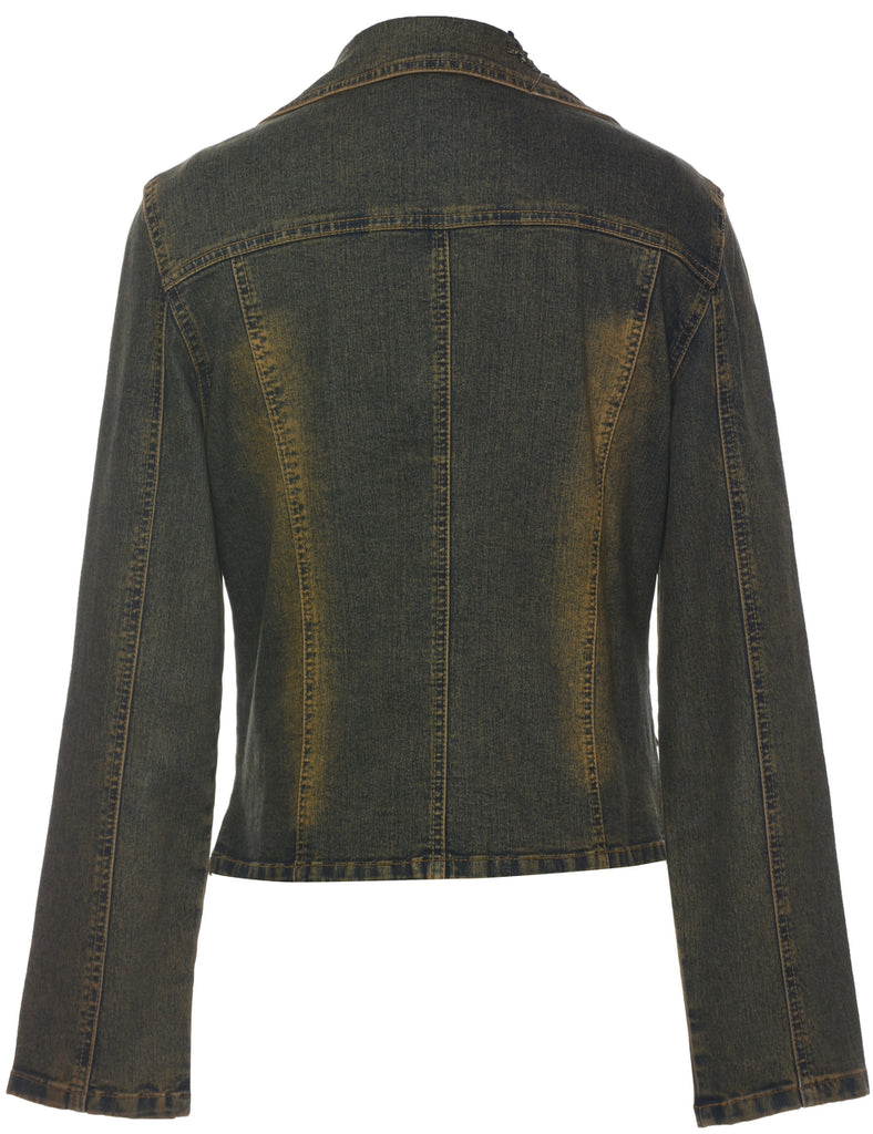 Lurex Thread Pattern Y2K Denim Jacket - M