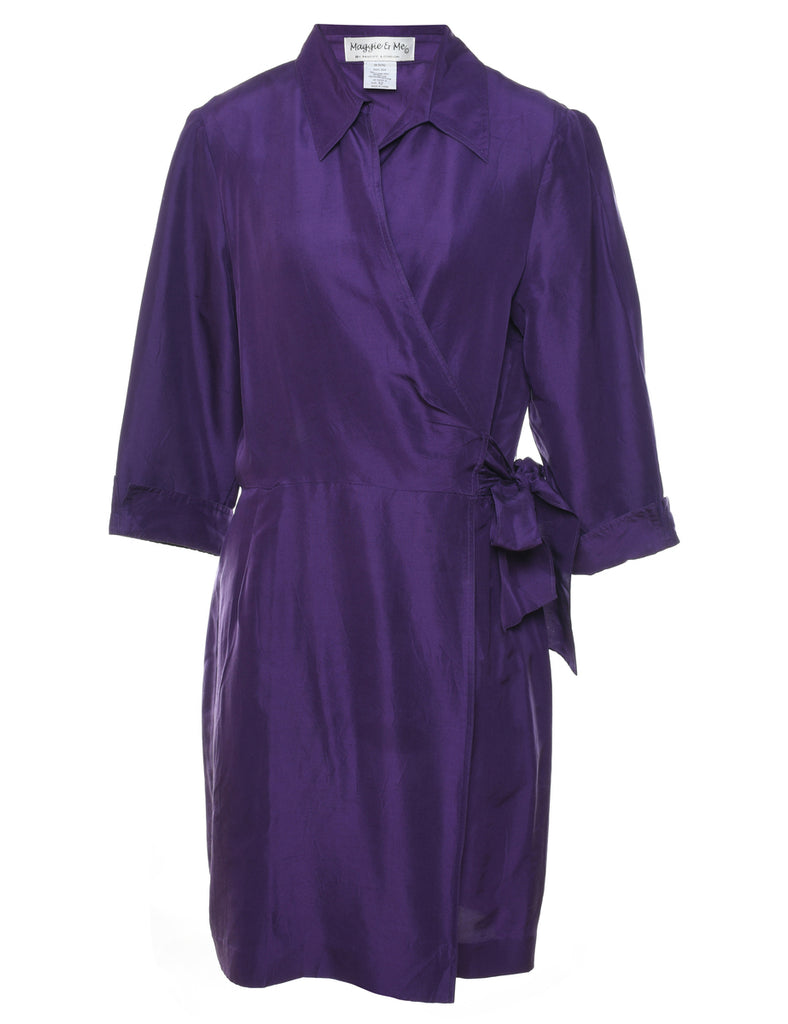 Maggy London Purple Silk Wrap Dress - L