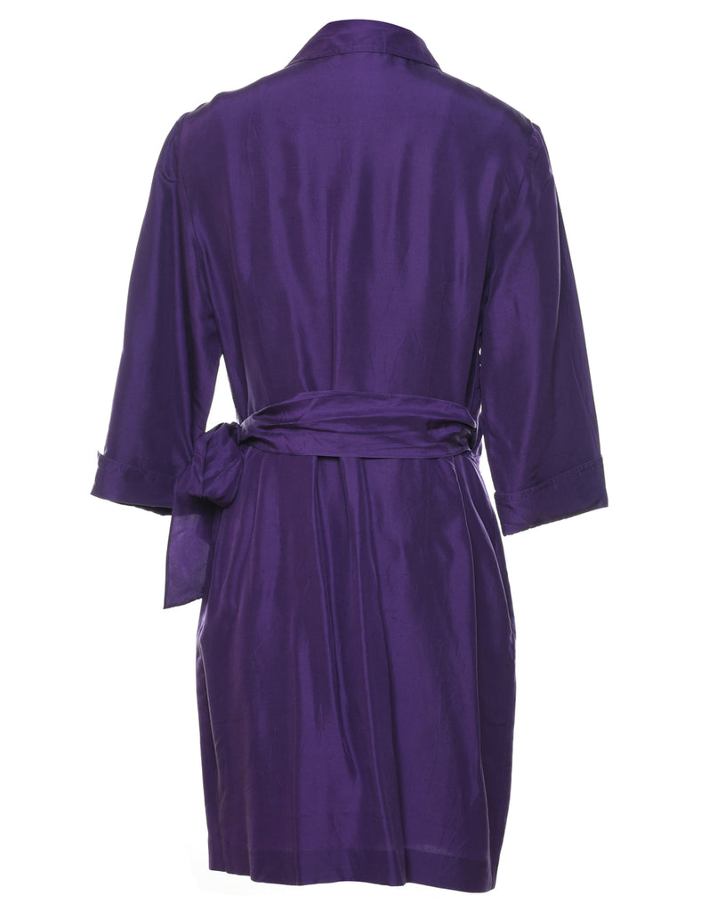 Maggy London Purple Silk Wrap Dress - L