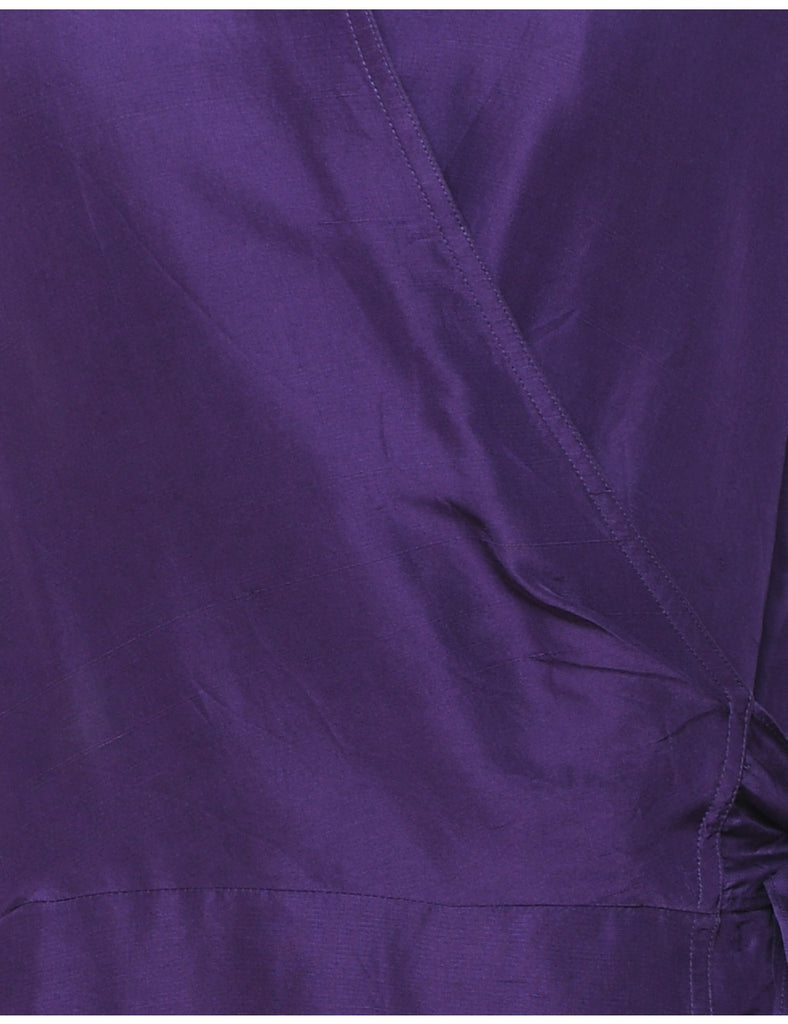 Maggy London Purple Silk Wrap Dress - L