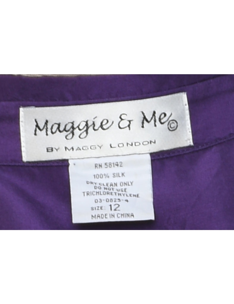 Maggy London Purple Silk Wrap Dress - L