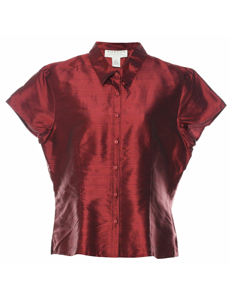Maroon 100% Silk Shirt - XL
