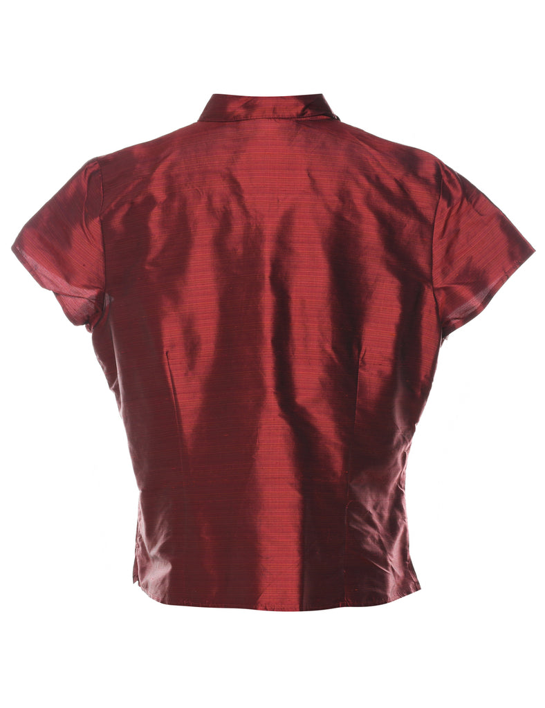 Maroon 100% Silk Shirt - XL