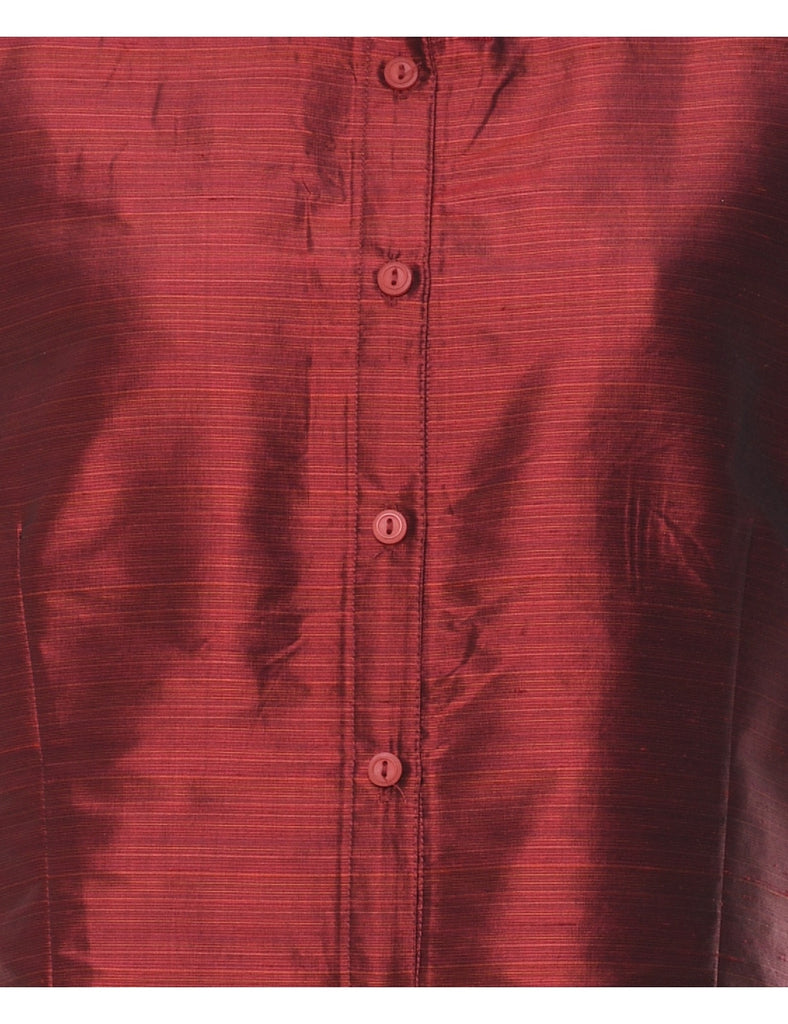 Maroon 100% Silk Shirt - XL