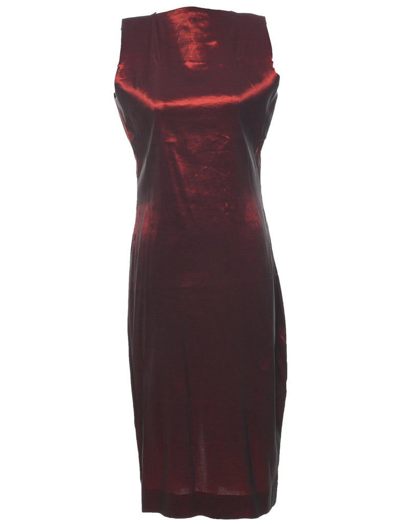 Maroon 1990s Metallic Evening Dress - M