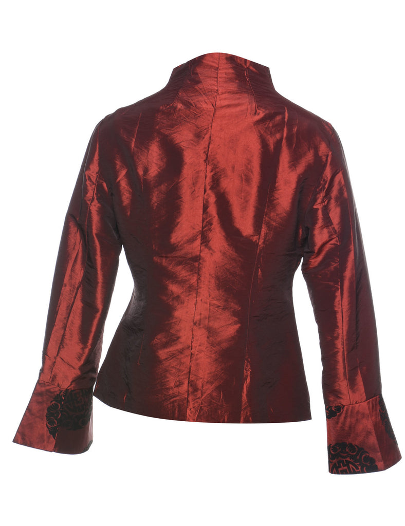 Maroon Asymmetrical Hem Evening Jacket - L