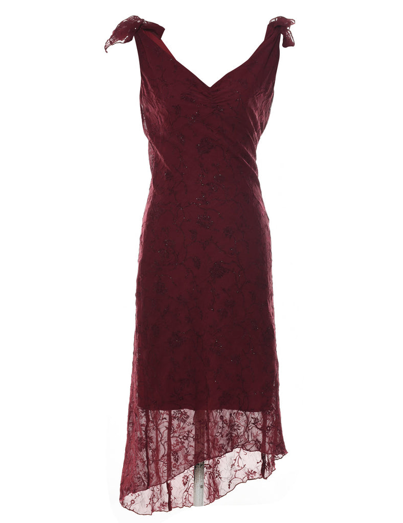 Maroon Classic 1990s Lace Dress - S