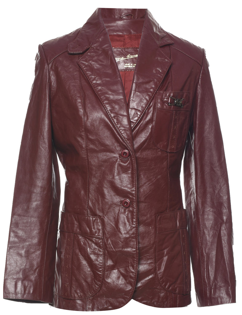 Maroon Leather Jacket - M
