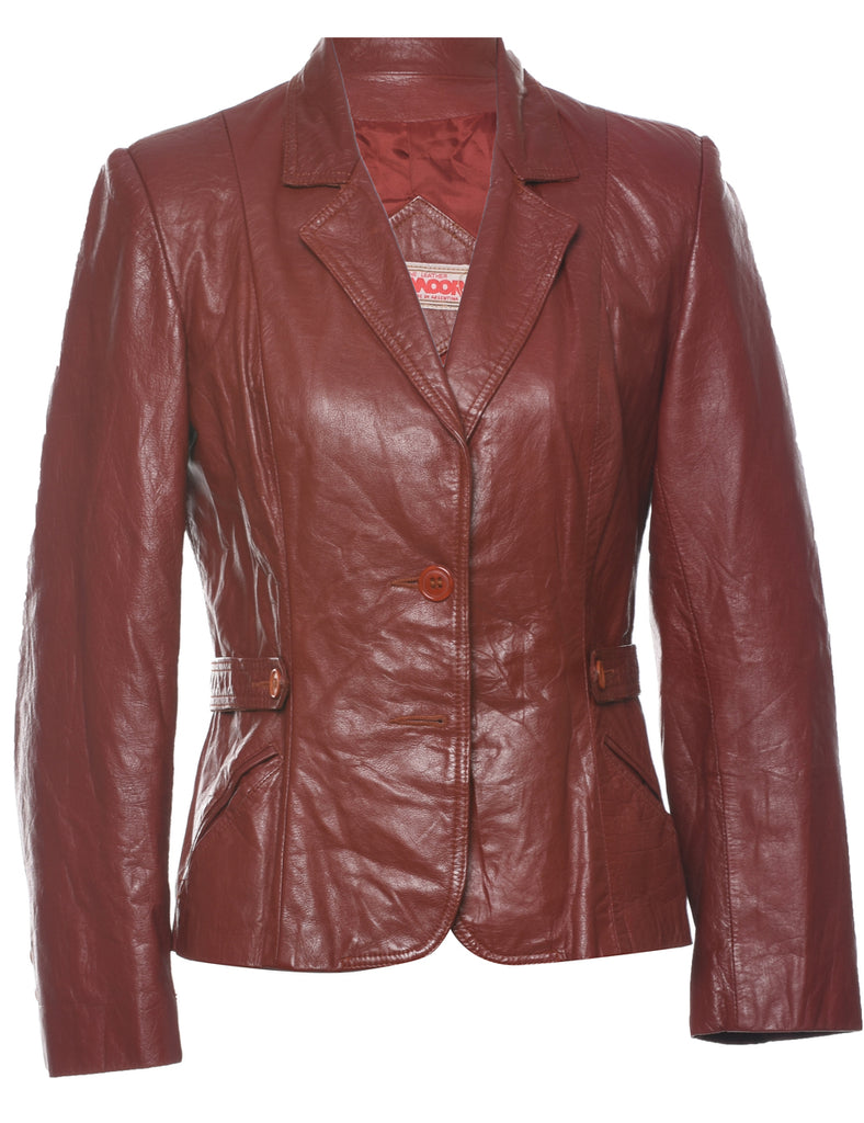 Maroon Leather Jacket - M