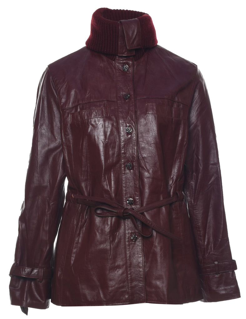 Maroon Leather Jacket - M