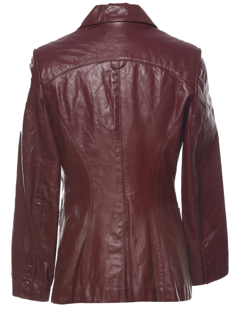 Maroon Leather Jacket - M