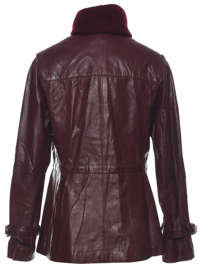 Maroon Leather Jacket - M