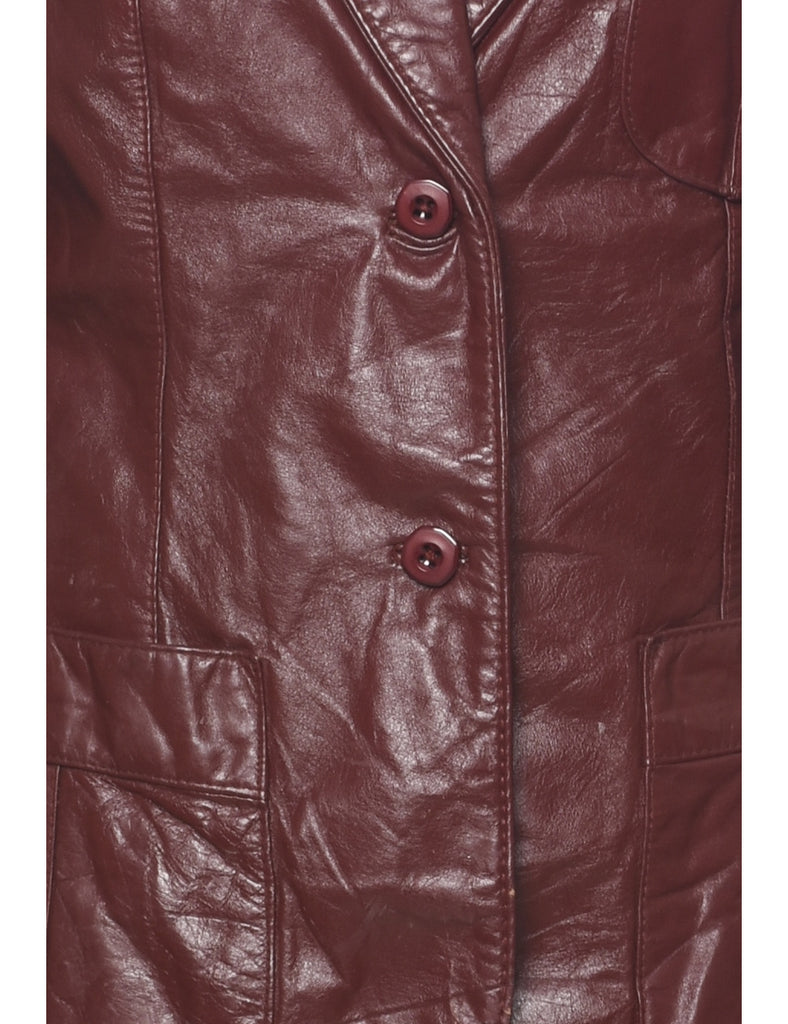Maroon Leather Jacket - M