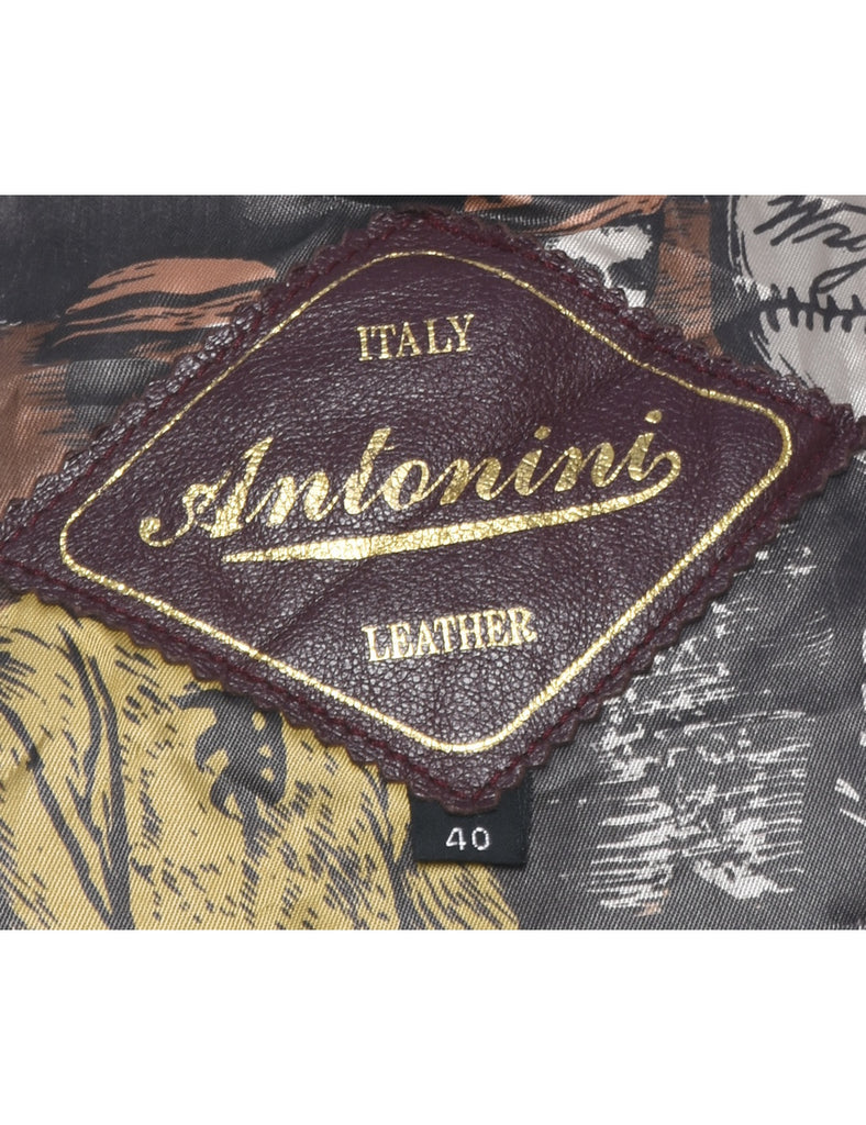Maroon Leather Jacket - M