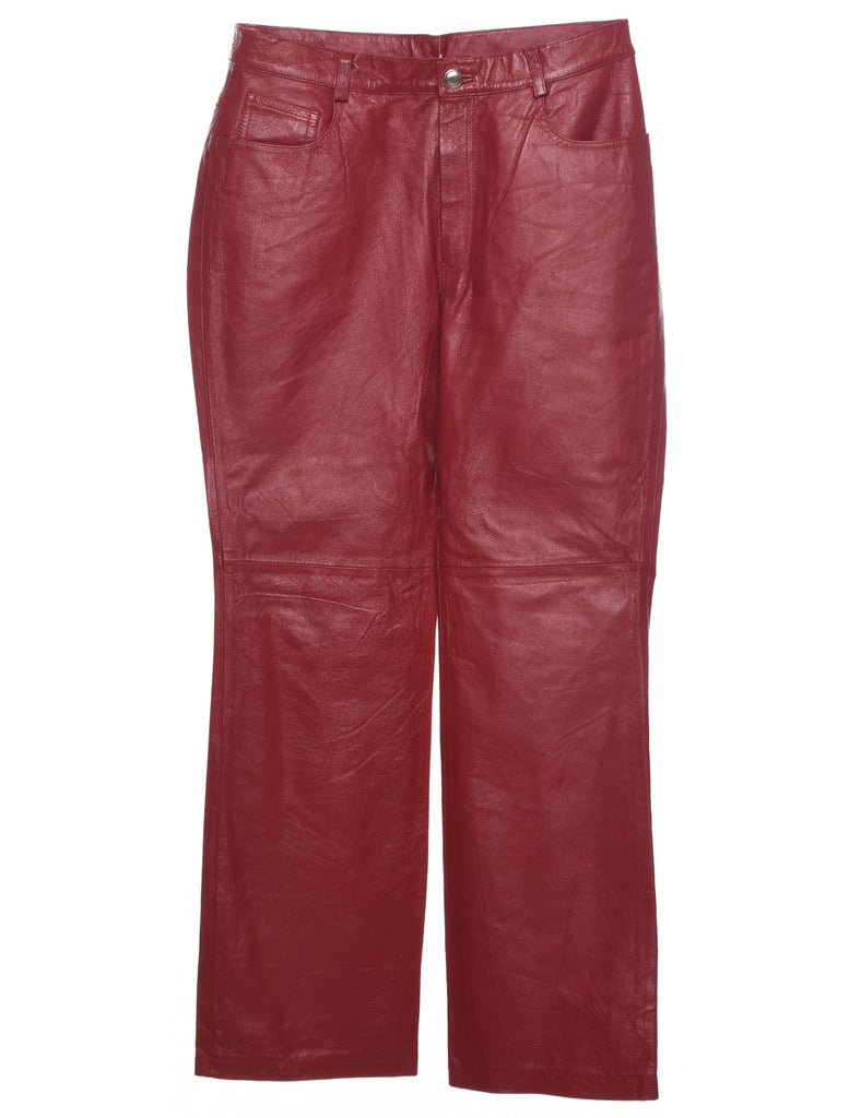Maroon Leather Trousers - W30 L29