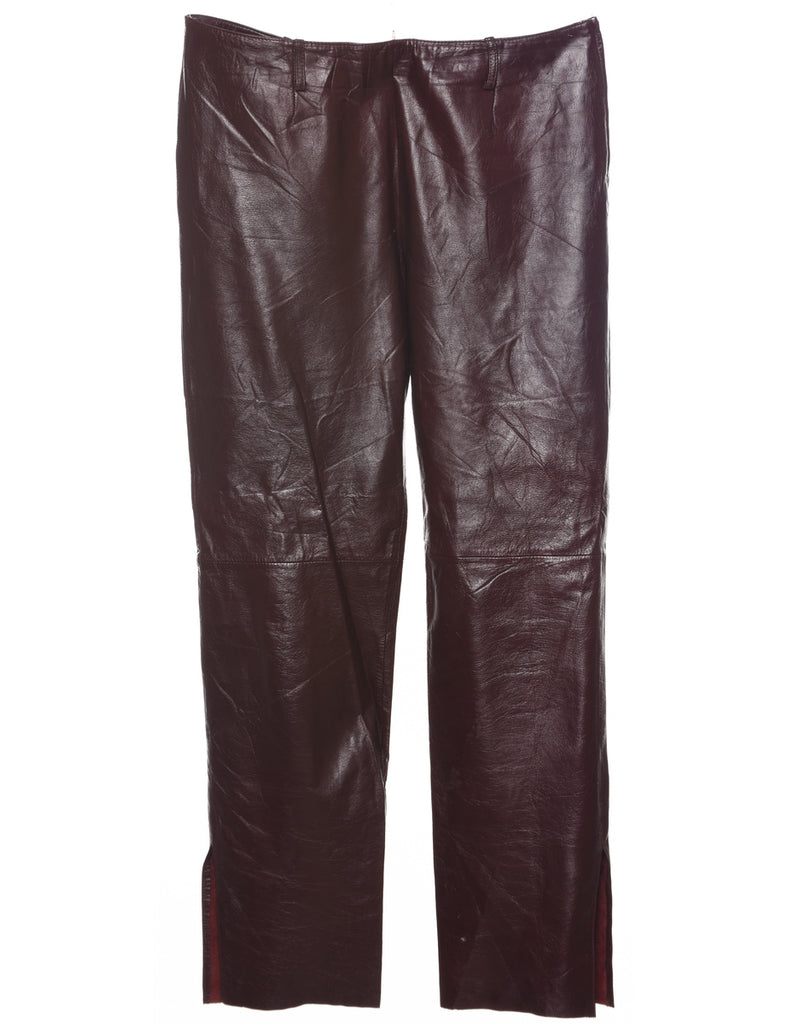 Maroon Leather Trousers - W34 L30