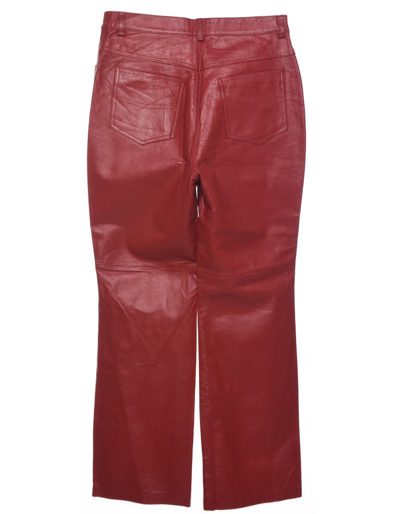 Maroon Leather Trousers - W30 L29
