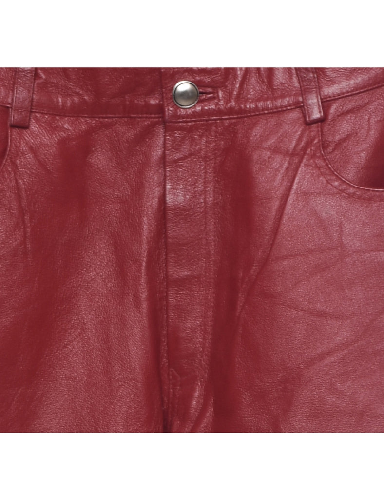 Maroon Leather Trousers - W30 L29