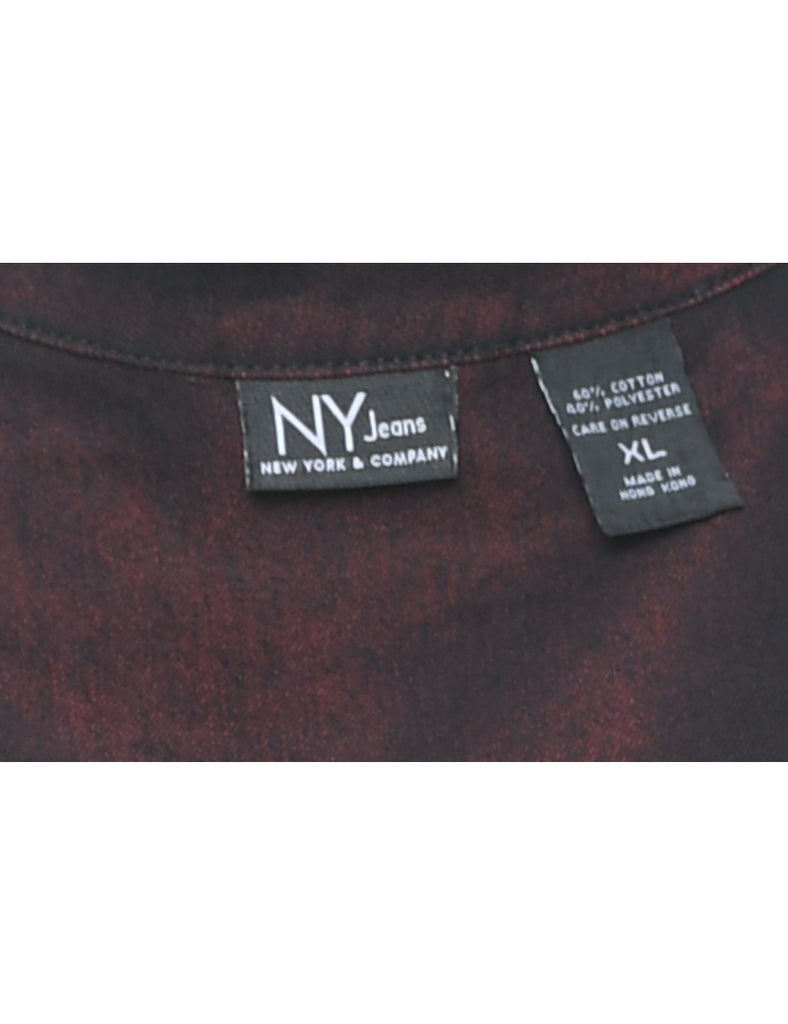 Maroon Metallic Long Sleeve Shirt - XL