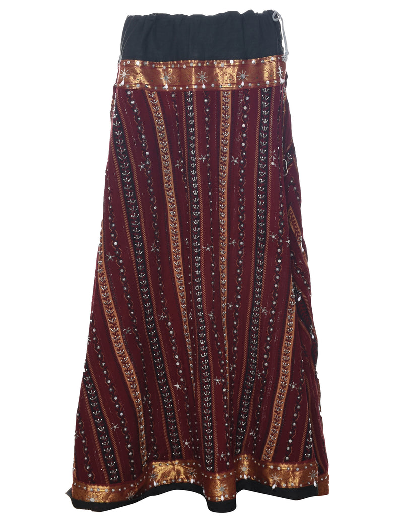 Maroon Midi Skirt - L