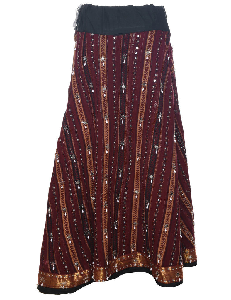 Maroon Midi Skirt - L