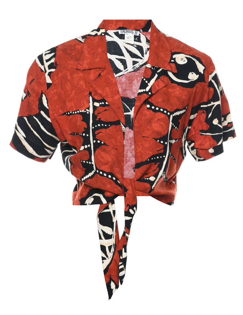 Maroon Patterned Silk Shirt - S
