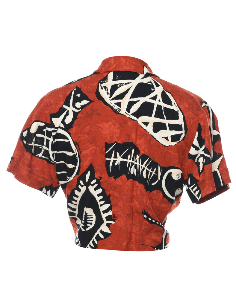 Maroon Patterned Silk Shirt - S